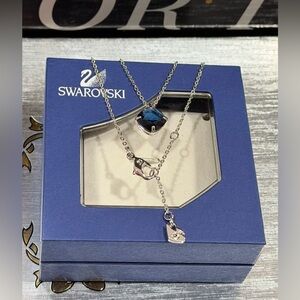 Like New Swarovski Blue Crystal Necklace on Silver Chain. Comes with box